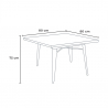 Industriële stijl set met tafel 80x80 cm en 4 stoelen van hout en staal Century Top Light 