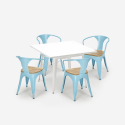 set van 4 industriële Lix stoelen houten tafel staal keuken 80x80cm century white top light Catalogus