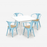 Industriële stijl set met stalen tafel 80x80 cm en 4 stoelen Century White Top Light Catalogus
