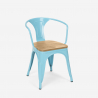 Industriële stijl set met tafel 80x80 cm en 4 stoelen van hout en staal Century Top Light Kosten