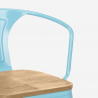 Industriële stijl set met tafel 80x80 cm en 4 stoelen van hout en staal Century Top Light 