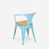 Industriële stijl set met tafel 80x80 cm en 4 stoelen van hout en staal Century Top Light 