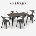Set met industrieel design tafel 120x60 cm en 4 stoelen Caster Wood Aanbieding