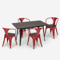 set van 4 stoelen Lix houten tafel 120x60cm industriële eetkamer caster wood 