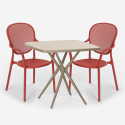 Set met 2 design stoelen en vierkante beige tafel 70x70 cm voor binnen en buiten Lavett Keuze
