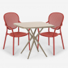 Set met 2 design stoelen en vierkante beige tafel 70x70 cm voor binnen en buiten Lavett Keuze