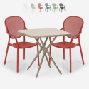 Set met 2 design stoelen en vierkante beige tafel 70x70 cm voor binnen en buiten Lavett Aanbieding