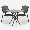 Outdoor set met ronde zwarte tafel 80x80 cm en 2 design stoelen Valet Dark Keuze