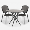 Outdoor set met ronde zwarte tafel 80x80 cm en 2 design stoelen Valet Dark Keuze