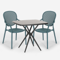 Vierkante tafel set 70x70cm zwart 2 stoelen binnen-buiten Lavett Dark Keuze