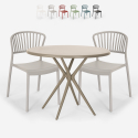 Set met ronde beige tafel 80x80 cm en 2 modern design stoelen Gianum Aanbieding