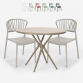 Ronde tafel set 80x80cm beige 2 stoelen modern design Gianum Aanbieding