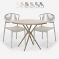 Set met ronde beige tafel 80x80 cm en 2 modern design stoelen Gianum Aanbieding