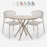 Set met ronde beige tafel 80x80 cm en 2 modern design stoelen Gianum Aanbieding
