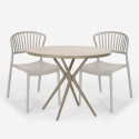 Ronde tafel set 80x80cm beige 2 stoelen modern design Gianum Keuze
