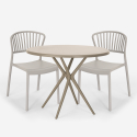 Set met ronde beige tafel 80x80 cm en 2 modern design stoelen Gianum Keuze
