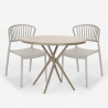 Set met ronde beige tafel 80x80 cm en 2 modern design stoelen Gianum Keuze