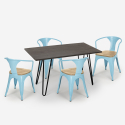 Set met houten tafel 120x60 cm en 4 stoelen in industriële stijl Wismar Top Light Voorraad