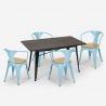 set 4 stoelen Lix hout industriële tafel 120x60cm caster top licht Catalogus