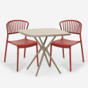 Indoor-outdoor set met vierkante beige tafel 70x70 cm en 2 design stoelen Magus Keuze