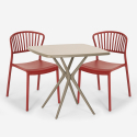 Vierkante tafel set 70x70cm beige 2 stoelen indoor-outdoor design Magus Keuze