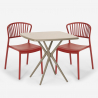 Indoor-outdoor set met vierkante beige tafel 70x70 cm en 2 design stoelen Magus Keuze