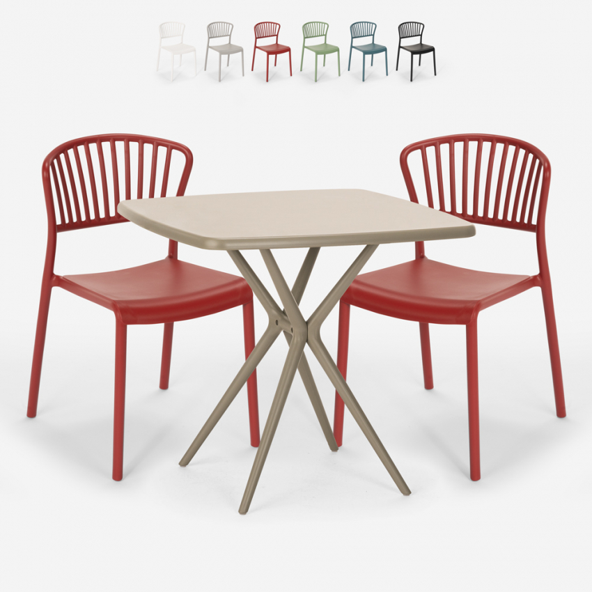 Indoor-outdoor set met vierkante beige tafel 70x70 cm en 2 design stoelen Magus Aanbieding Indoor-outdoor set met vierkante beige tafel 70x70 cm en 2 design stoelen Magus Aanbieding