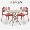 Indoor-outdoor set met vierkante beige tafel 70x70 cm en 2 design stoelen Magus Aanbieding