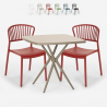 Vierkante tafel set 70x70cm beige 2 stoelen indoor-outdoor design Magus Aanbieding