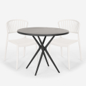 Set met ronde zwarte tafel 80x80 cm en 2 modern design stoelen Gianum Dark Model