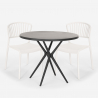 Set met ronde zwarte tafel 80x80 cm en 2 modern design stoelen Gianum Dark Model