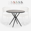 Set 2 stoelen modern design ronde tafel zwart 80x80cm Gianum Dark Verkoop