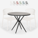 Set met ronde zwarte tafel 80x80 cm en 2 modern design stoelen Gianum Dark Verkoop