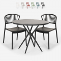 Set met ronde zwarte tafel 80x80 cm en 2 modern design stoelen Gianum Dark Aanbieding