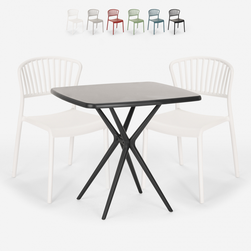 Set 2 stoelen vierkant tafel 70x70cm zwart outdoor design Magus Dark Verkoop