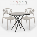 Indoor-outdoor set met vierkante zwarte tafel 70x70 cm en 2 design stoelen Magus Dark Aanbieding