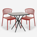 Indoor-outdoor set met vierkante zwarte tafel 70x70 cm en 2 design stoelen Magus Dark Prijs