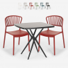 Indoor-outdoor set met vierkante zwarte tafel 70x70 cm en 2 design stoelen Magus Dark Kortingen