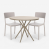 Set 2 stoelen polypropyleen ronde tafel 80x80cm beige design Aminos Aanbod