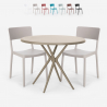 Set 2 stoelen polypropyleen ronde tafel 80x80cm beige design Aminos Aanbieding