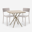 Set met 2 stoelen en vierkante beige tafel 70x70 cm van polypropyleen Regas Model