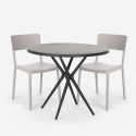 Ronde zwarte tafel set 80x80cm 2 stoelen modern design Aminos Dark Model