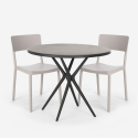 Set met ronde zwarte tafel 80x80 cm en 2 stoelen in modern design Aminos Dark Model