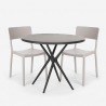 Set met ronde zwarte tafel 80x80 cm en 2 stoelen in modern design Aminos Dark Model