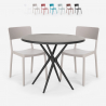 Set met ronde zwarte tafel 80x80 cm en 2 stoelen in modern design Aminos Dark Voorraad