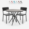 Ronde zwarte tafel set 80x80cm 2 stoelen modern design Aminos Dark Aanbieding