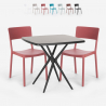 Set met vierkante zwarte tafel 70x70 cm en 2 stoelen Regas Dark Korting