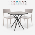 Vierkante tafel set 70x70cm zwart 2 stoelen outdoor design Regas Dark Aanbieding
