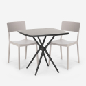 Vierkante tafel set 70x70cm zwart 2 stoelen outdoor design Regas Dark Aanbod