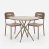 Set 2 stoelen polypropyleen design ronde tafel 80x80cm beige Ipsum Aanbod